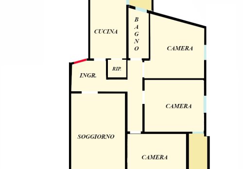 Planimetria Avenza: Appartamento con 3 camere e box auto